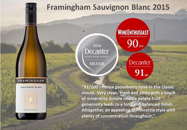 Wine Enthusiast gives Framingham Sauvignon Blanc 90 points